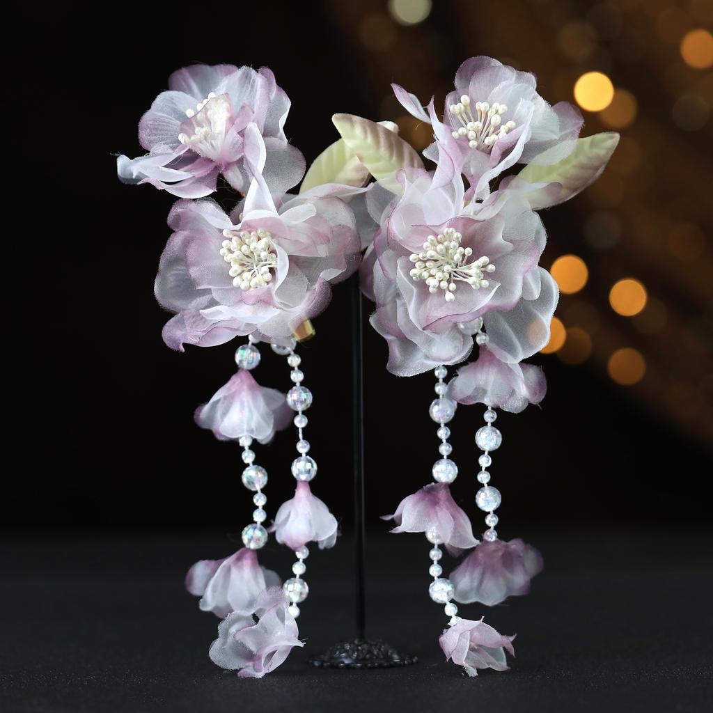 Flower Hair Clips Forks Chinese Hanfu Hair Accessories for Women Hairpin Fork Handmade Vintage Wedding Hair Jewelry Retro Crowns for Girl and Women