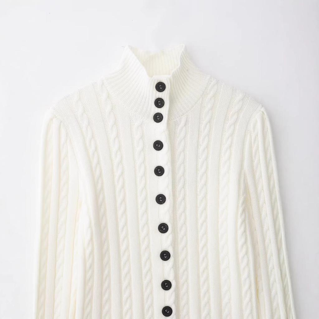 European and American Style French Women's Clothing Fashion Versatile Temperament Eight-strand Knitted Jacket 4192010