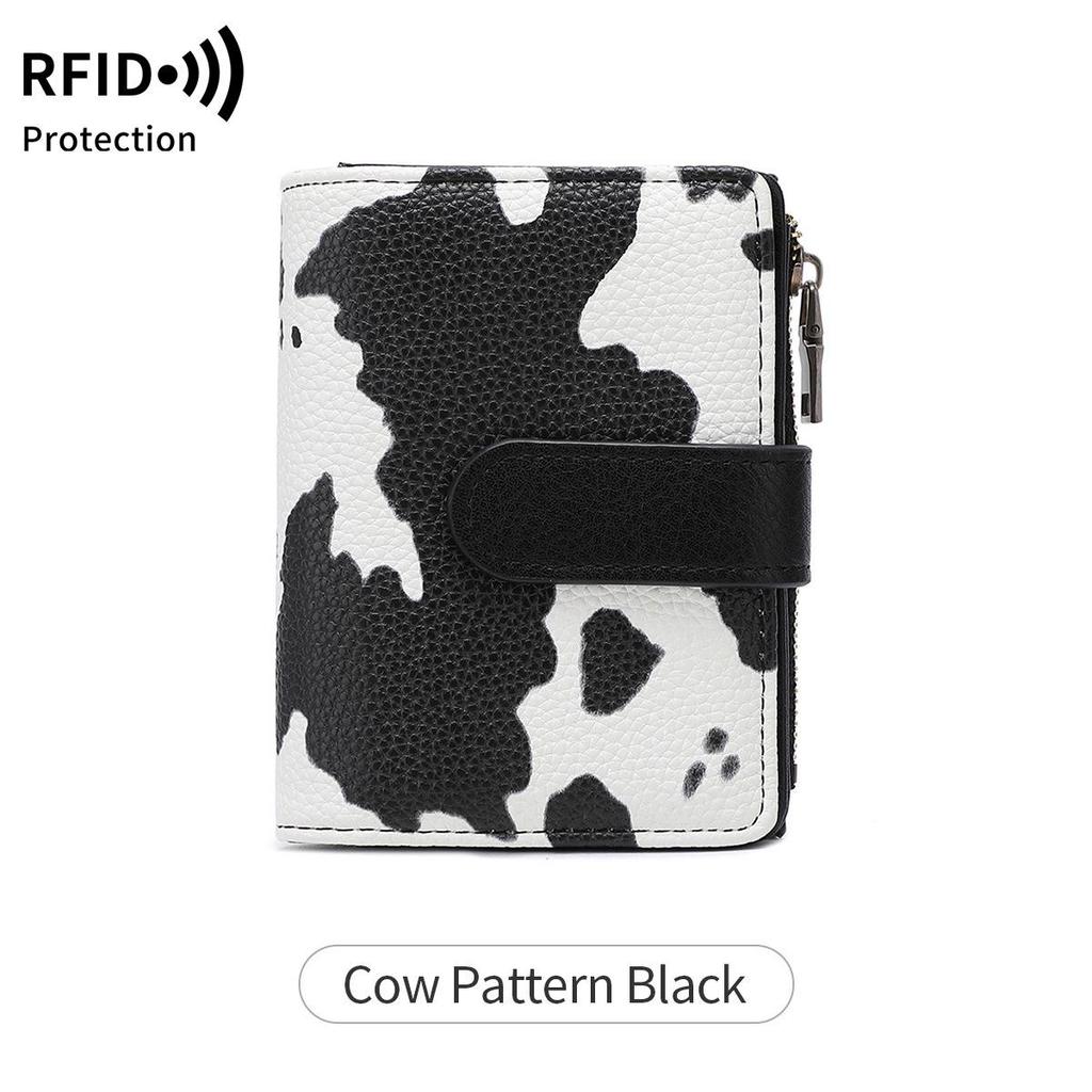 Damski skórzany portfel trifoldowy RFID chroniący przed kradzieżą z wieloma przegródkami na karty - Styl retro europejski i amerykański