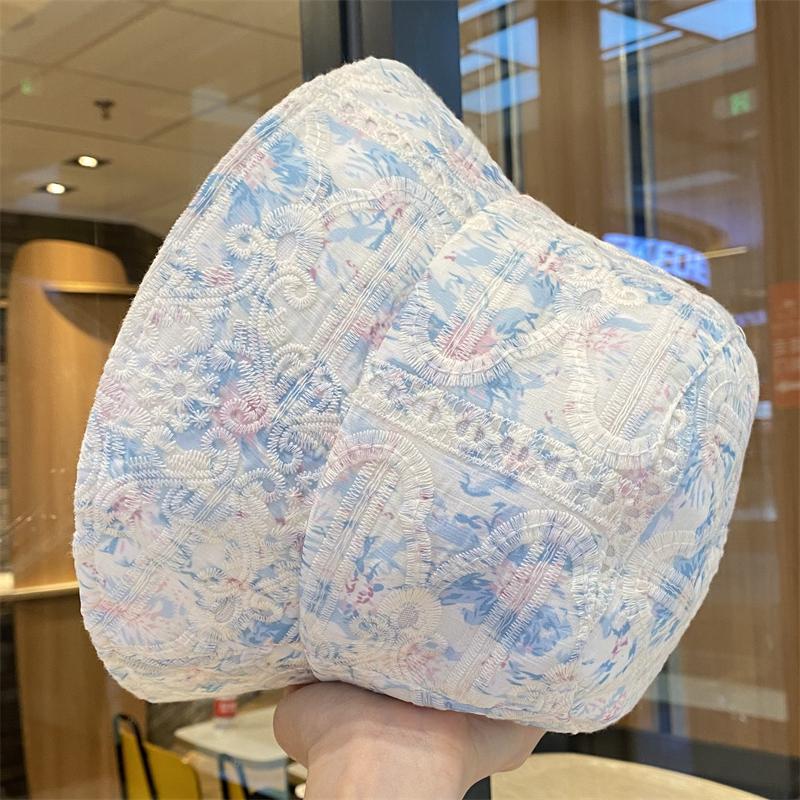 Spring and Summer Embroidery Thin Bucket Hat Women's Casual High-end Women's Pot Hat Breathable Thin Hat Women