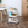 Serving Cart with 3 Tiers Kitchen Cart with Wheels Handle Kitchen Shelf with Basket and Lid Rolling Cart Utility Cart for Kitchen Office Bathroom