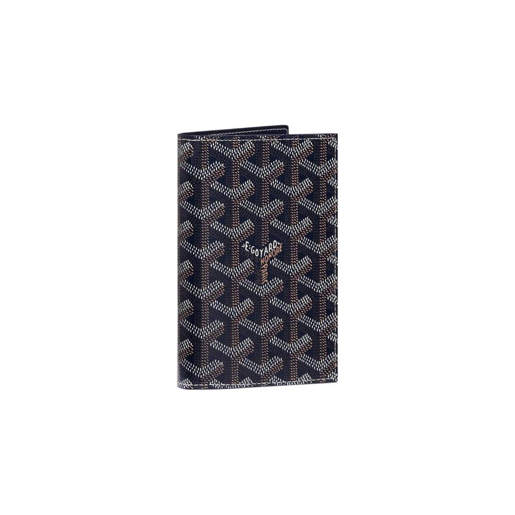 Goyard Grenelle Monogrammed Flap Pocket Canvas And Calfskin Dog Tooth Card Holder Passport Holder Unisex Accessories Navy-Blue GRENELPMLTY-12CL12P
