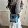 Vintage Rivet Patchwork Shoulder Bag for Women Double Layer Chain Crossbody Bag Fashion Phone Purse