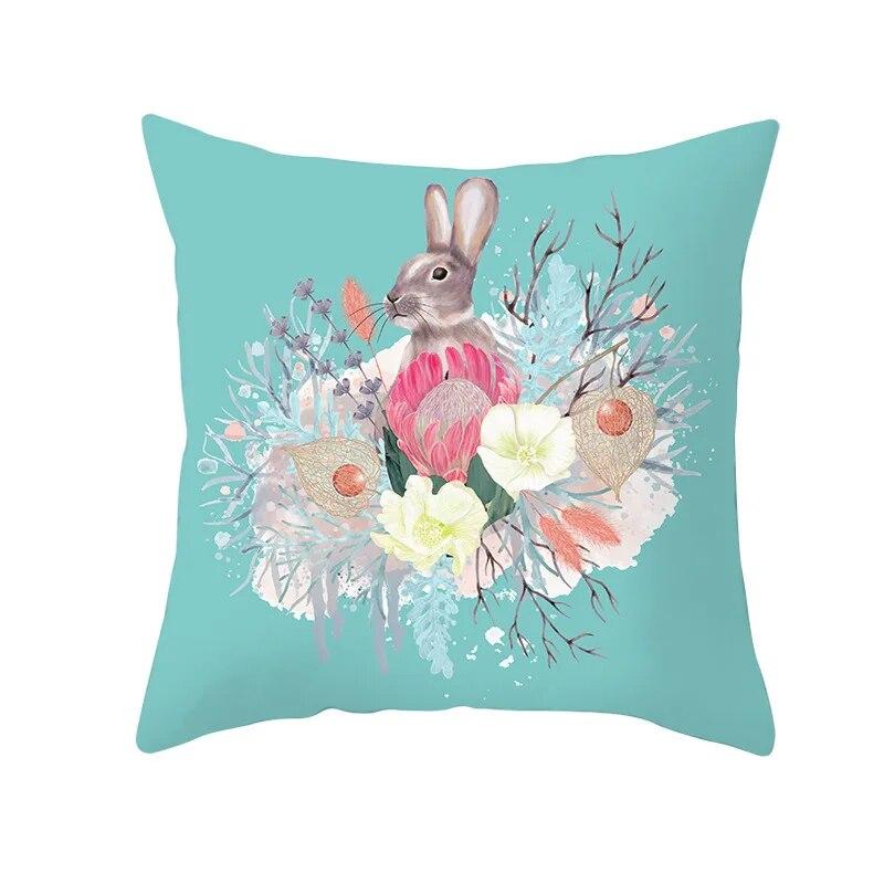 Ostern Dekorative Kissenbezug Kaninchen Ei Druck Pfirsich Haut Kissenbezug Wohnzimmer Sofa Kissen Abdeckung Schlafzimmer Dekoration