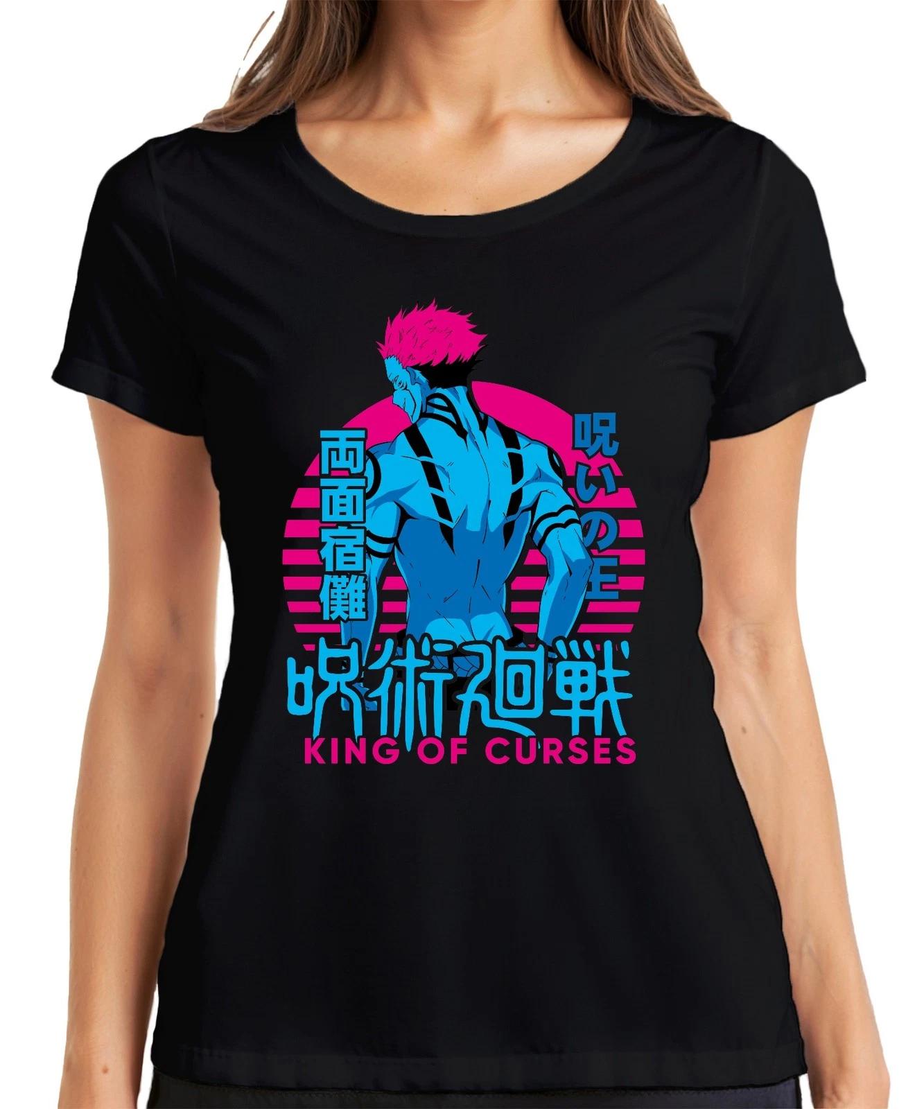 Jujutsu Kaisen Sukuna Ryomen King of Curses Anime Vaporwave Damen T-Shirt S