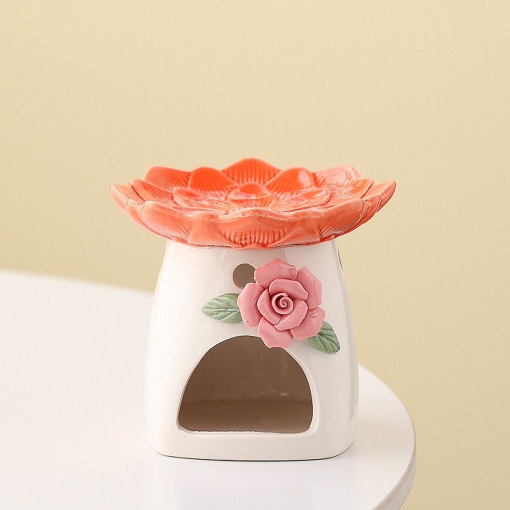 Ceramic Flower Aromatherapy Stove Heat Resistant Heating Incense Device Candle Stove  Yoga Room