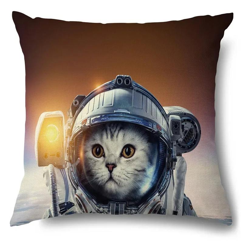 

Home Decor Astronaut & Cat In Space Pattern Pillow Covers Pattern Cushion Cover Suitable For Sofa Bedroom Car Pillow Cover 16x16Inch