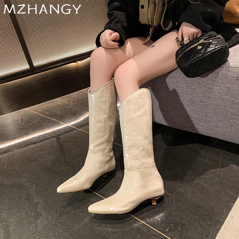 Stilettos Women Leather High Boots Designer Fashion Elegant Retro Boots Women 2024 Trend New Winter Dress Cozy Warm Botas Mujer