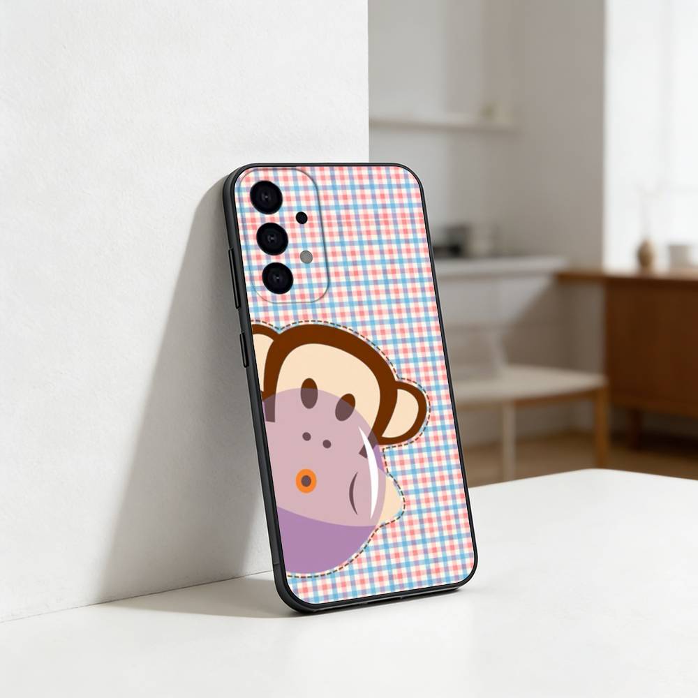 Cute Fun American Brand P-Paul Frank Phone Case For Samsung S25,S24,S21,S22,S23,S30,Ultra,S20,Plus,Fe,Lite Black Shell
