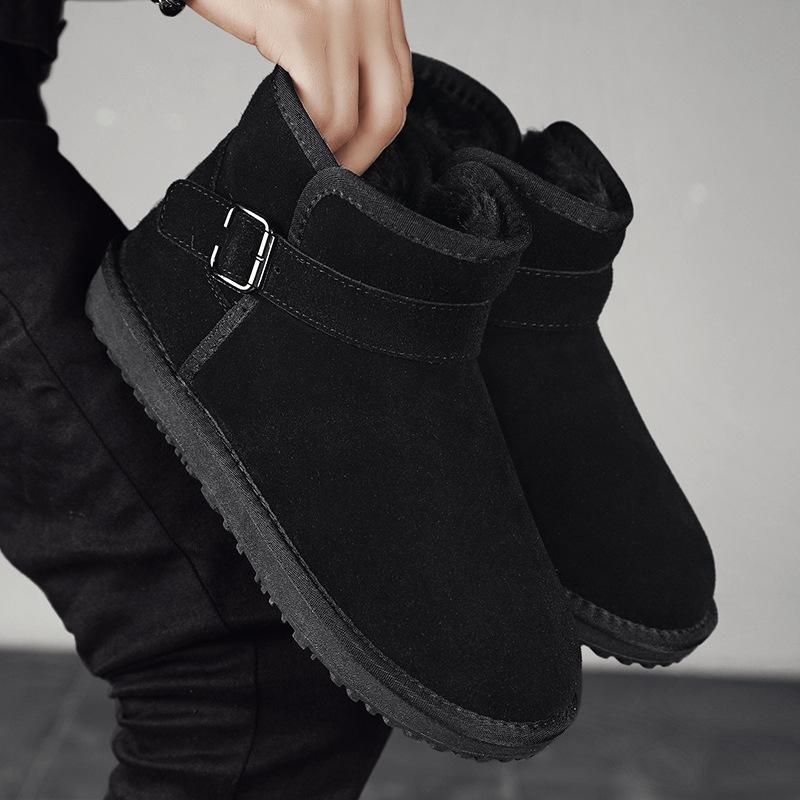 Men's High-top Snow Boots Winter New Leather Velvet Thickened Cold-proof and Warm Outdoor Snow Sports Men's Shoes