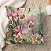 Vintage Orchid Botanical Throw Pillow Cover Tropical Jungle Floral Decorative Pillow Case For Home