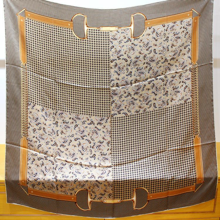 Retro Cashew Flower Silk Scarf Women'S Mulberry Silk 110 Square Scarf Shawl Printed Plain Crepe Satin Scarf