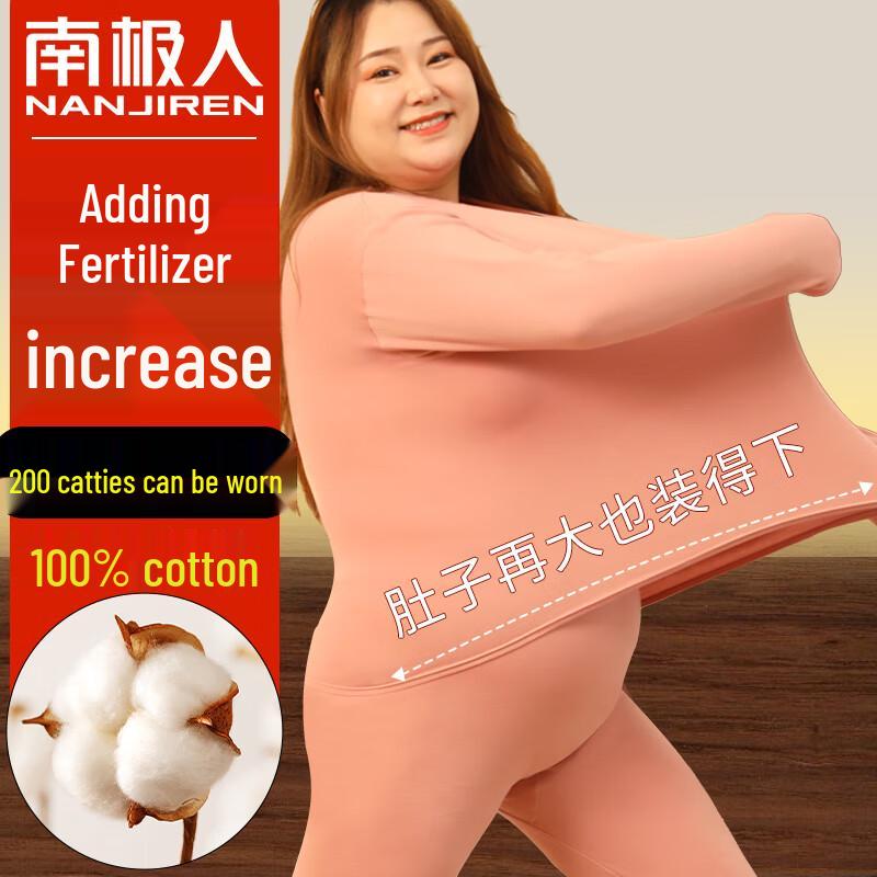 

Women s Pure Cotton Plus Size Thermal Underwear Set 3XL-5XL