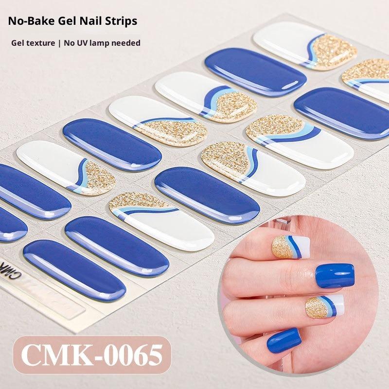 French-style No-bake Gel Nail Stickers, Glittery Gradient, Amazonian Style, No-bake Nail Stickers
