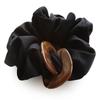 JewelVOX Scrunchie Hair Hair Accessory for Women with Tortoiseshell Solid Single Stylish for Adults Tie, Charm, Color, Item, Large, (Black)
