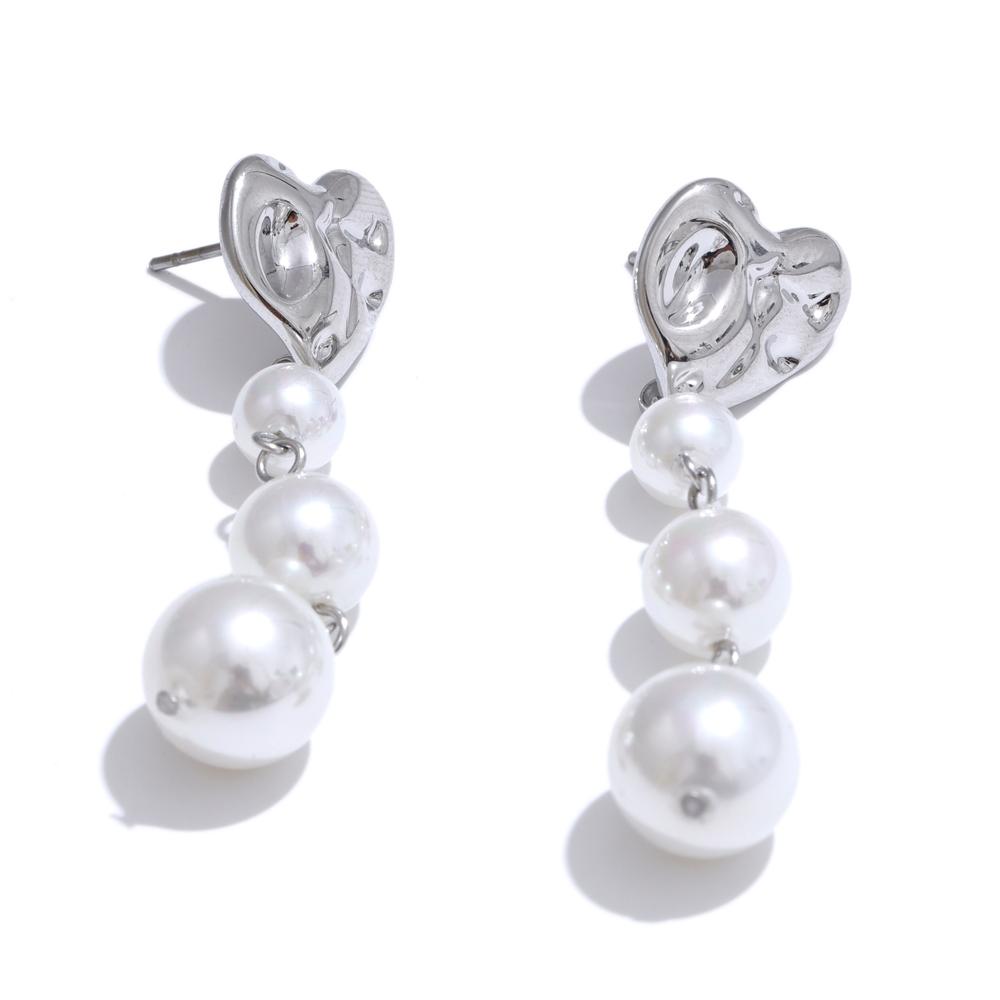 

Yhpup Waterproof Stainless Steel Heart Simulated Pearls Beads Golden Drop Earrings Fashion Elegant Handmade Daily Jewelry Gift