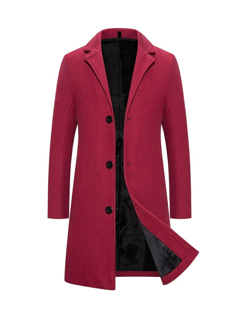 Frühling Herbst Neue Lange Baumwolle Mantel Neue Wollmischung Reine Farbe Casual Business Mode Herrenbekleidung Schlank Windjacke