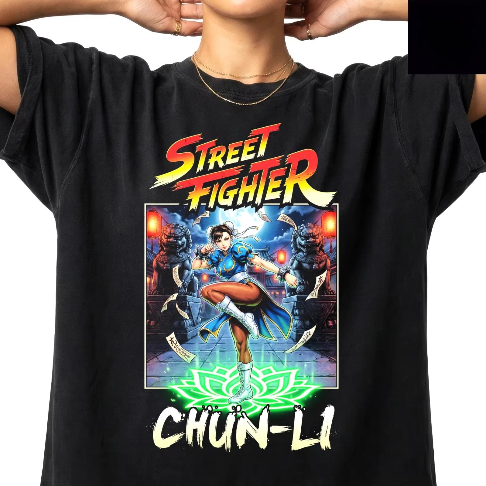 Summer Unisex Vintage Top 2026 Summer Vintage Anime Street Fighter Chun-Li T-shirt Unisex Anime Manga Shirt Anime Lovers 4XL