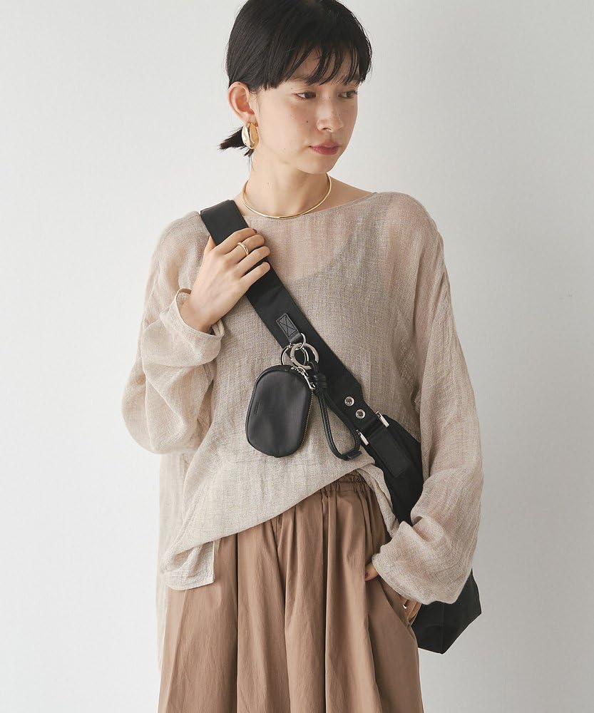 Russet Soft Leather Horizontal Pouch with Carabiner, RUZ1052189A0003, Free Size, Black