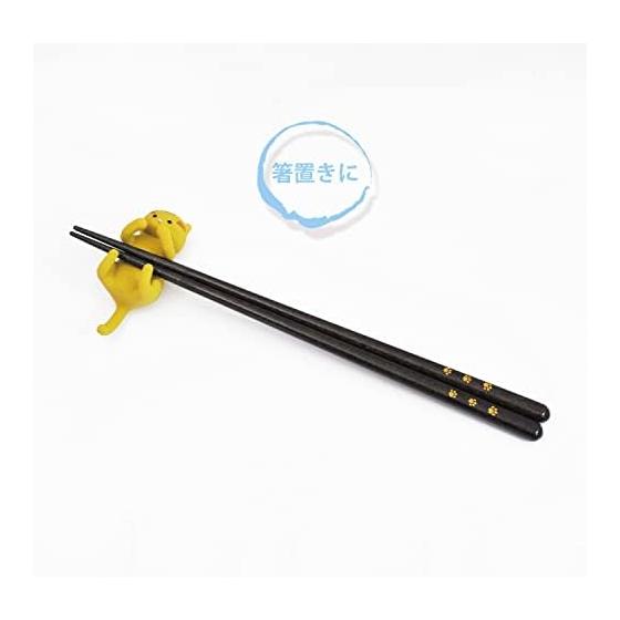 Ishida Dishwasher Safe Chopsticks Set with Silicone Chopstick Rest, Hugging Cat, 23cm, Chatora