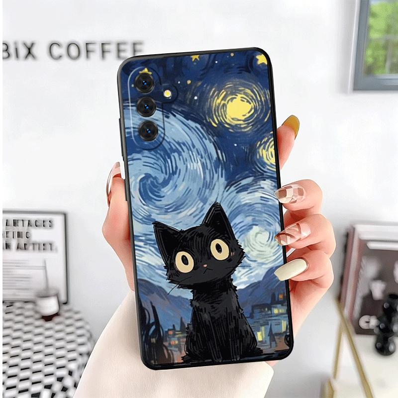 Black Cat Cartoon Cute Soft Phone Case for Samsung A17 A37 A57 A16 A26 A36 A56 A15 A25 A35 A55 A14 A24 A34 A54 A13 A23 A33 A53 A