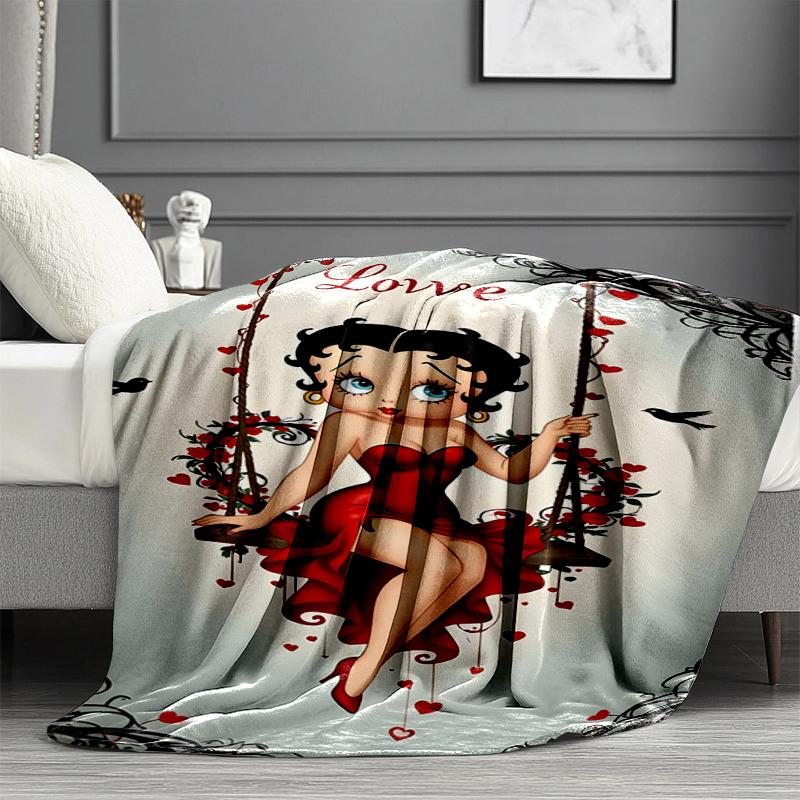 Betty Boop Print Blanket - Soft & Comfortable, for Bedroom, Travel, Sofa, Home Decoration - Birthday Christmas Gift for Friend