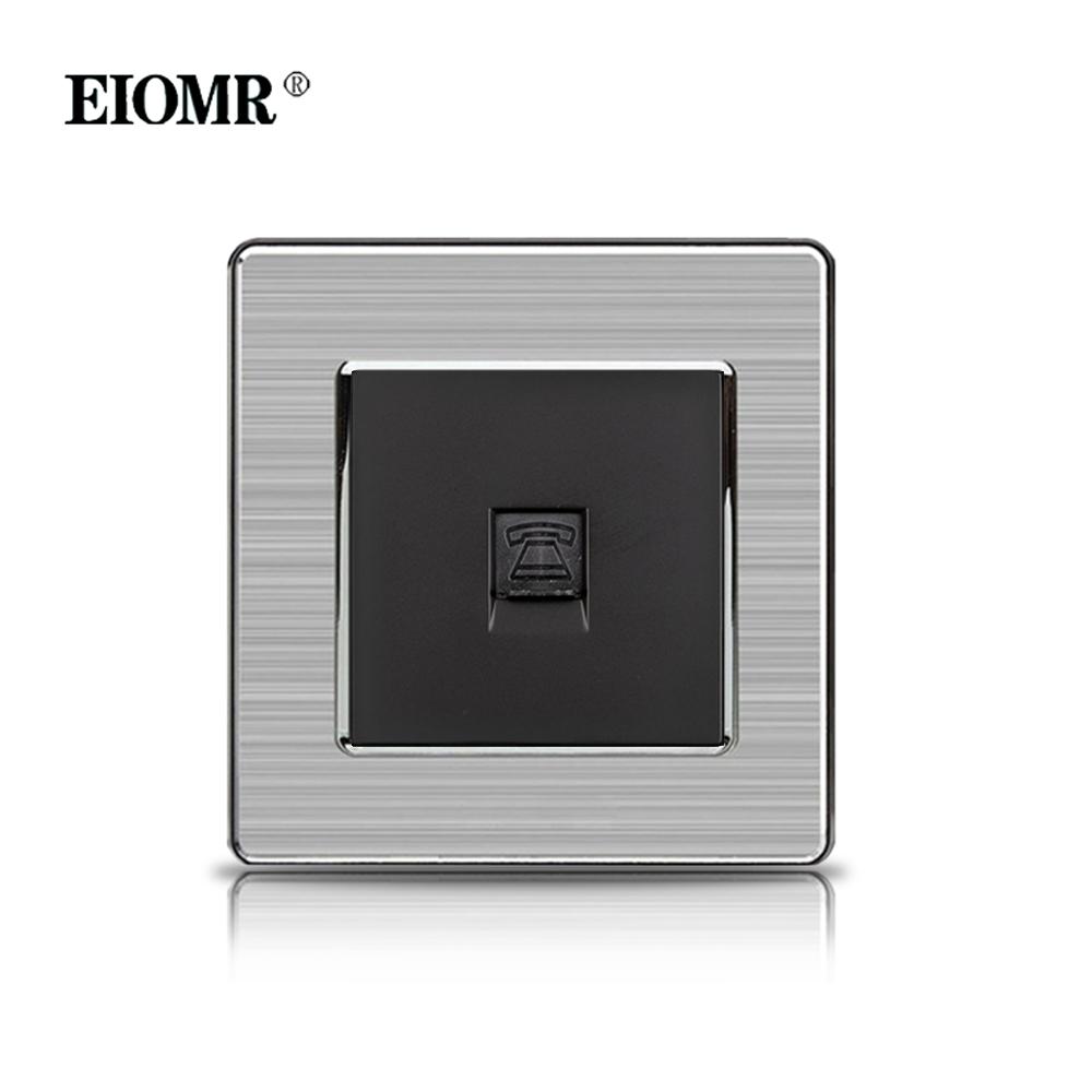 EIOMR 16A Black EU Standard Wall Sockets and Switches Stainless Steel Panel with Children Protective Door with USB Power Outlet