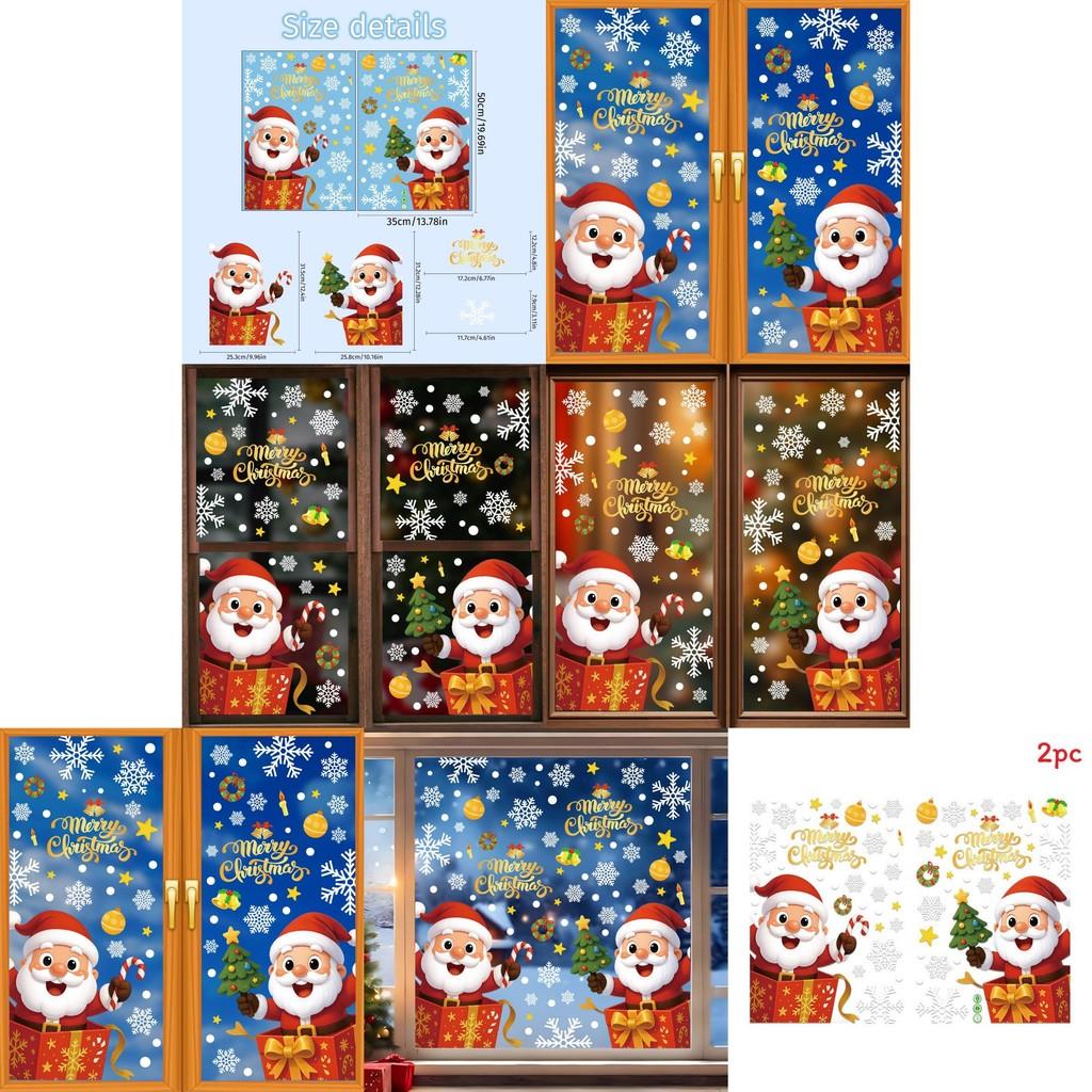Festive Pvc Christmas Snowflake And Santa Static Stickers For Window Decoration
