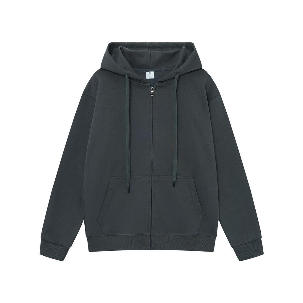 Unisex Cotton Drop Shoulder Zipper Hoodie Cardigan for Autumn/Winter