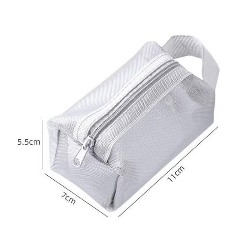 Mini Clear Nylon Mesh Cosmetic Bags Cute Small Lipstick Makeup Bags Pouch for Women Small Data Line Key Earphone Organizer