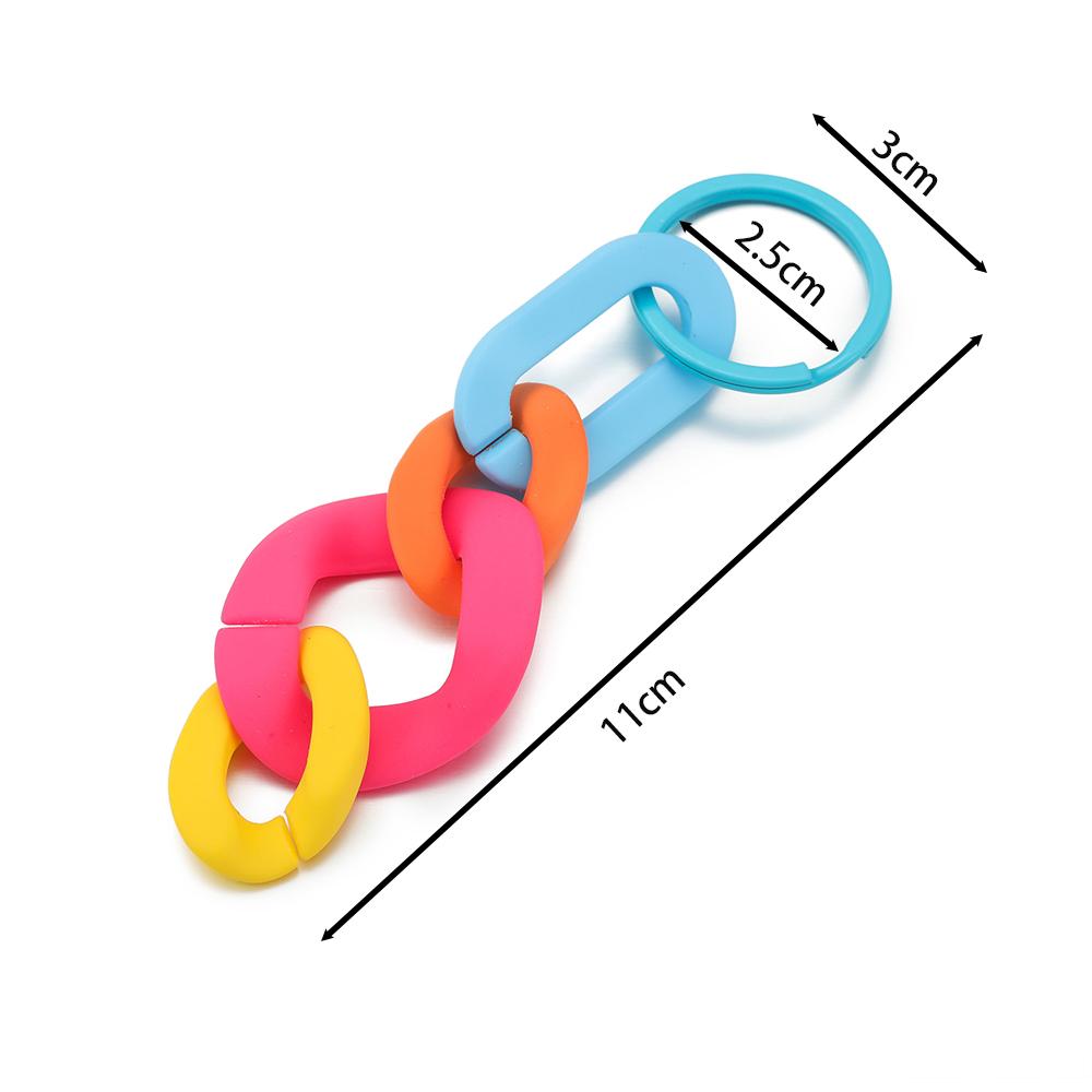 1pc Colorful Acrylic Links Chain Keychain Handmade Car Key Ring for Women Men Handbag Accessories DIY Friendship Gifts
