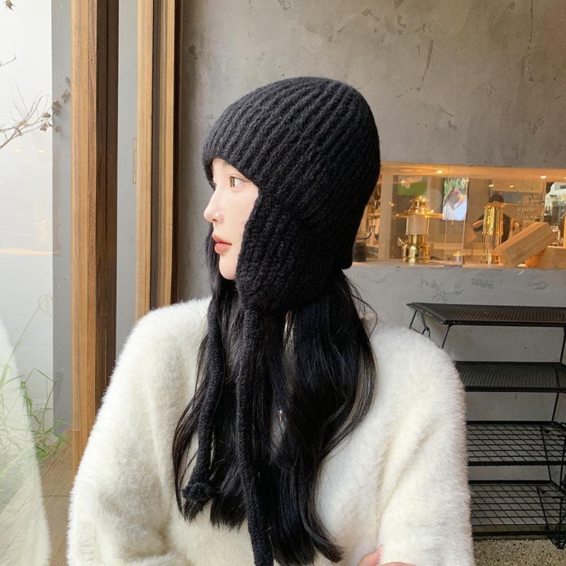 Hat Women's Wool Pullover Hat Students' Warm Ear Protection Knit Hat Korean Version Versatile Sweet Cute Fashion Lei Feng Hat