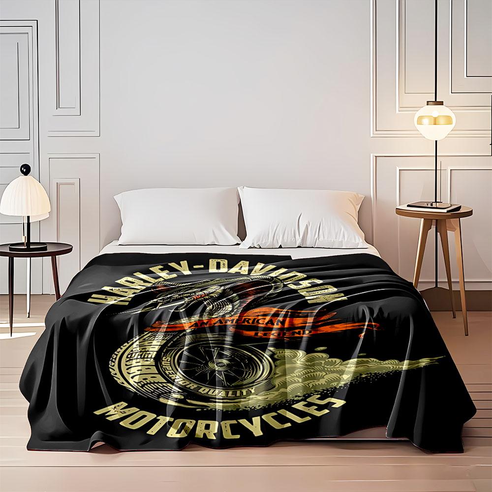 Harley-Davidson Schlangenlogo Decke für alle Jahreszeiten Decke Mittagspause Überwurf Geschenk