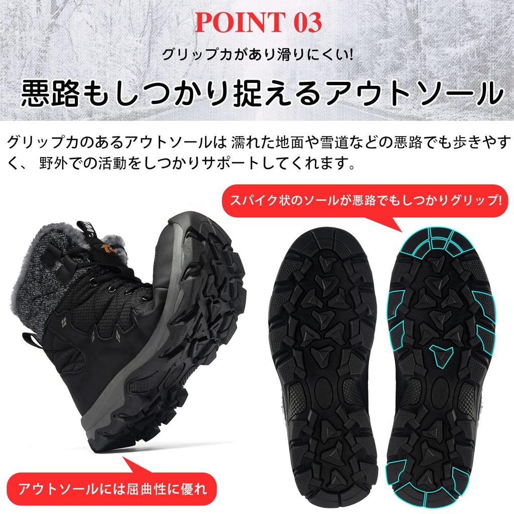 SOARHOPE Women's Snow Shoes, Winter Boots, Unisex, Waterproof, Fleece-Lined, Non-Slip, Warm, for Commuting and Outdoor Activities, Black, Size 22.5cm