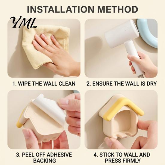 Draining Toothbrush Holder Cartoon House Holder, Wall Mounted Bathroom Organizer, Suspended Household Storage Drainage Drying Rack for Electric