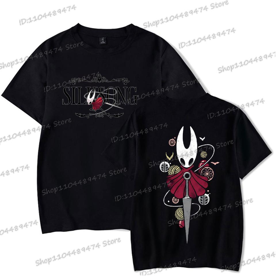 Hollow Knight Silksong Funny Game T-shirts Men Women Crewneck Short Sleeve Y2K Tops Cartoon Style Hollow Knight Unisex Tshirt