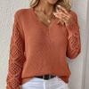 TIFICY Damenmode, lässig, Herbst/Winter, einfarbig, bedruckt, langärmelig, V-Ausschnitt
