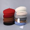 Winter Warm High Quality Australian Wool Roll Edge Beret Cap Women'S Winter Elegant Dome Solid Color Wool Painter Hat