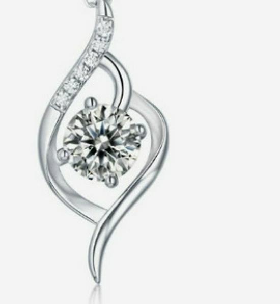 S925 Sterling Silver Heart Necklace with Zirconia Diamonds - 'I Love You At First Sight' Ocean Heart Jewelry