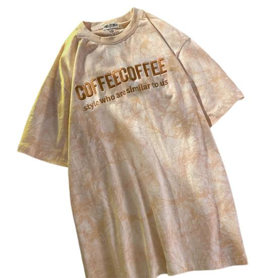 

Модна жіноча футболка з вишивкою з літерами та краваткою з принтом з короткими рукавами, вільна блуза 2XL жовтий