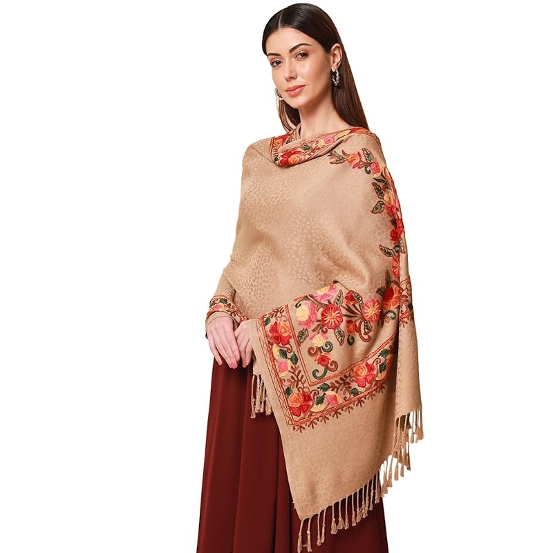 Women's khushnuma Kashmiri Aari Embroidery Stole (Size: 71X203 CM)