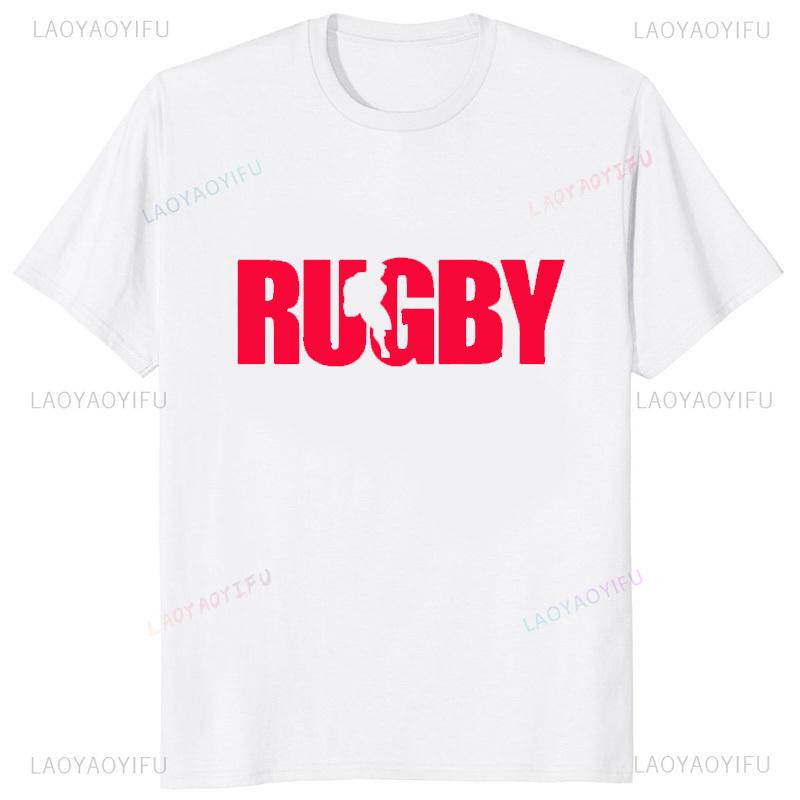 New Arrival Player Running with Rugby Ball Graphic Printed Tshirt Rugby Fan Dad Brother Uncle Mens T Shirt Streetwear Soft Tees