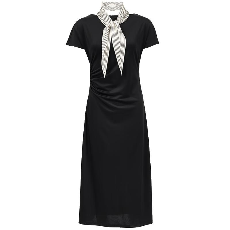 

VEROMODA Pleated Waist A-Line Dress with Detachable Scarf L