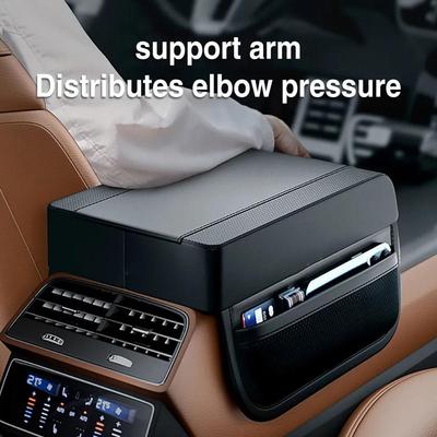 Universal Car Armrest Pad Memory Cotton Central Console Booster Pad Elbow Rest Leather Armrest With Pocket Storage Car Armrests
