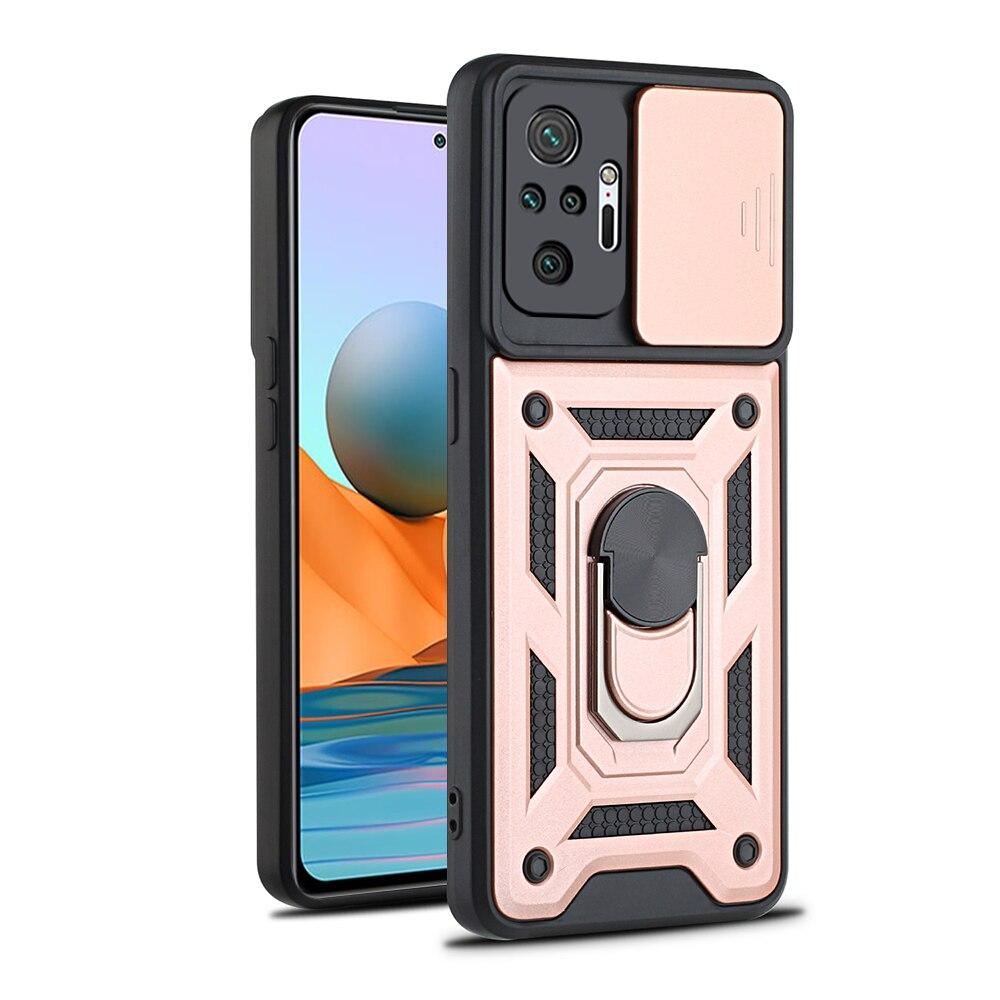 Sliding Camera Shockproof Case for Xiaomi Redmi Samsung Galaxy iPhone Huawei Honor OPPO VIVO Car Magnetic Mount Protection Ring Cover