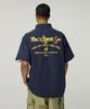MAGOODGAN Labor 2905 Yellow Chain Embroidery Oversized Navy Short Sleeve Shirt