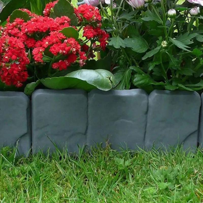 Garteneinfassung, Steineffekt, Gartenzaun, Rasenkante für Landschaftsbau, Hof, Pflanzen, Blumenbeet, Kunststoff-Einfassung, Zaun