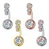 Elegant Gem Navel Piercing Copper Shiny Body Jewelry Fashion Crystal Ball Belly Button Rings  Men