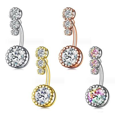 Copper Crystal Ball Belly Button Rings Zircon Shiny Body Jewelry New Gem Navel Piercing  Gift