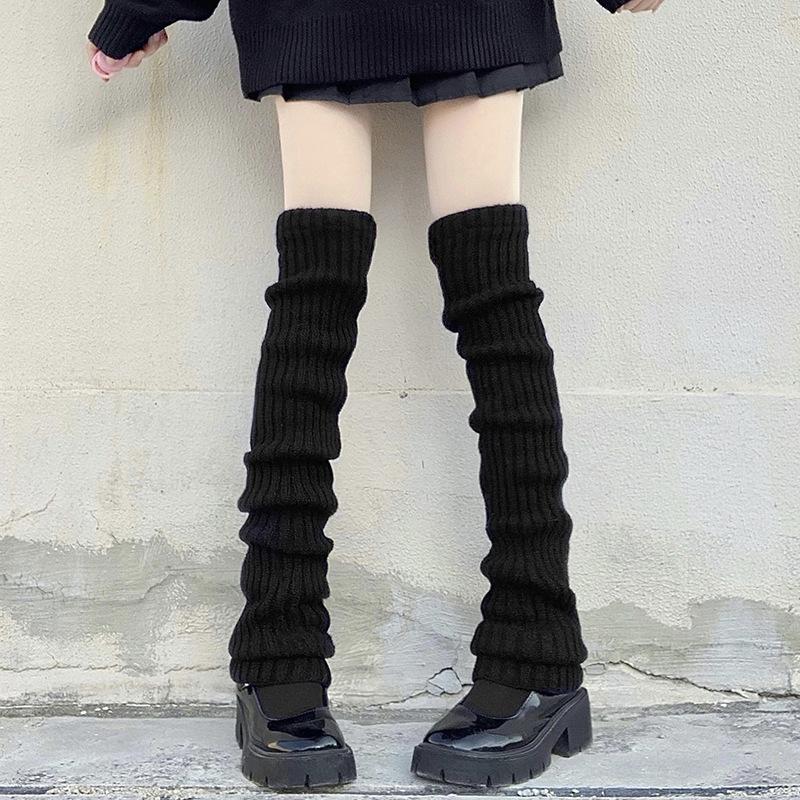Japanese Lolita Bow Cute Hairball Knitted Socks Cover Women's Winter Leg Warmers Stacking Socks White Jk Socks